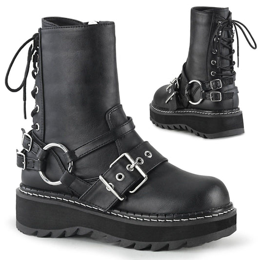 LILITH-210 Black Vegan Leather Ankle Boot Demonia