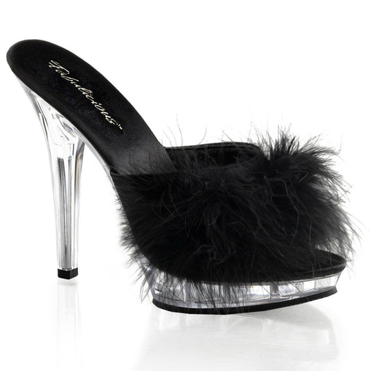 LIP-101-8 Black Satin-Fur/Clear Fabulicious