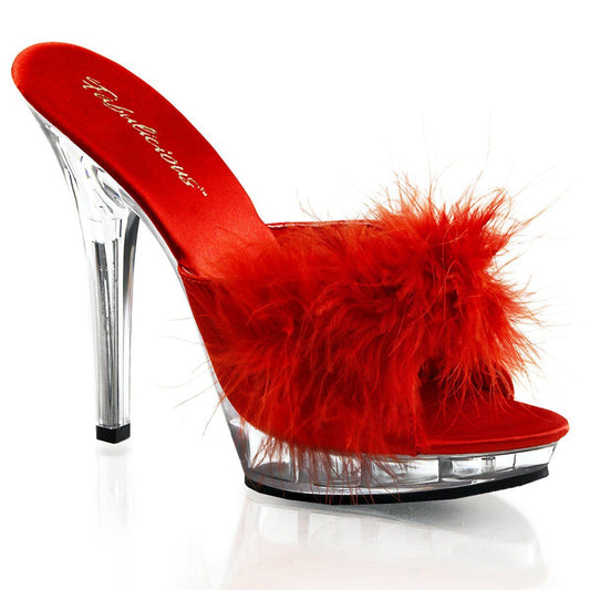 LIP-101-8 Red Satin-Fur/Clear Fabulicious