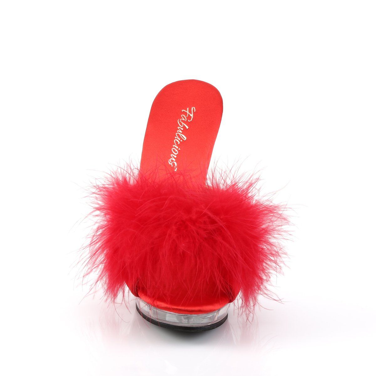 LIP-101-8 Red Satin-Fur/Clear Fabulicious