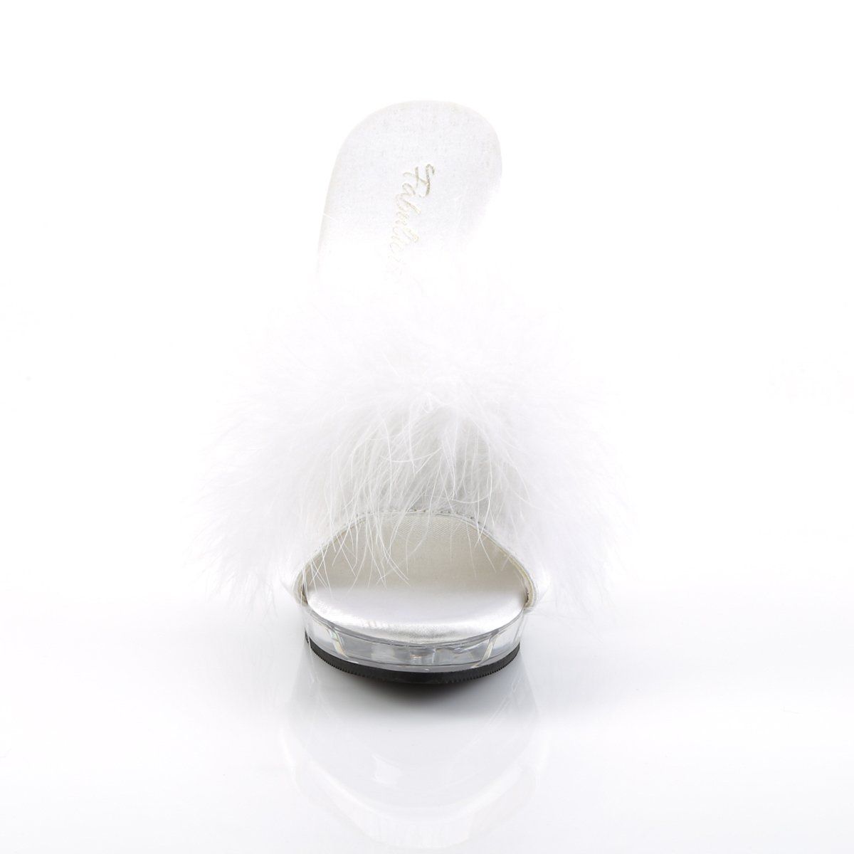 LIP-101-8 White Satin-Fur/Clear Fabulicious