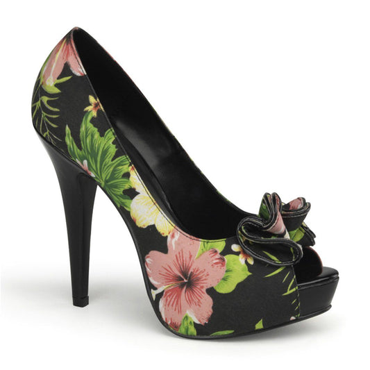LOLITA-11 Black Floral Print Fabric Pin Up Couture