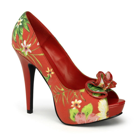 LOLITA-11 Red Floral Print Fabric Pin Up Couture