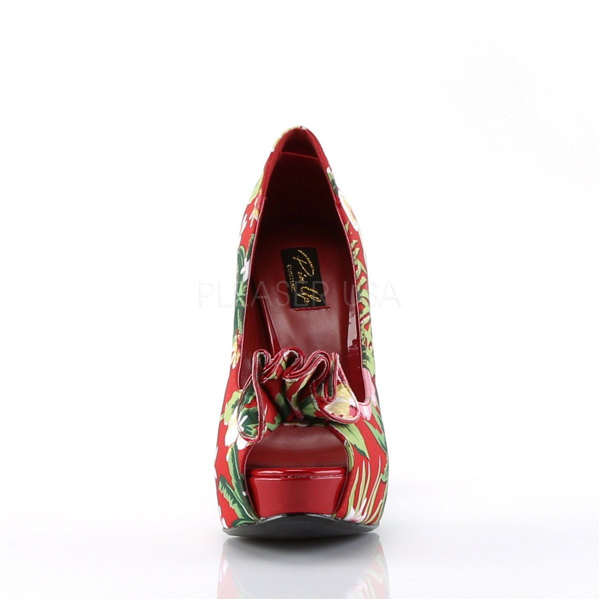 LOLITA-11 Red Floral Print Fabric Pin Up Couture