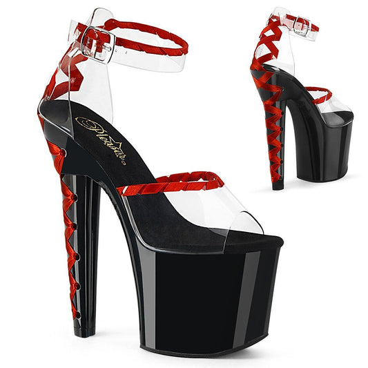 LOVESICK-712 Clear-Red/Black-Red Platform Sandal Pleaser