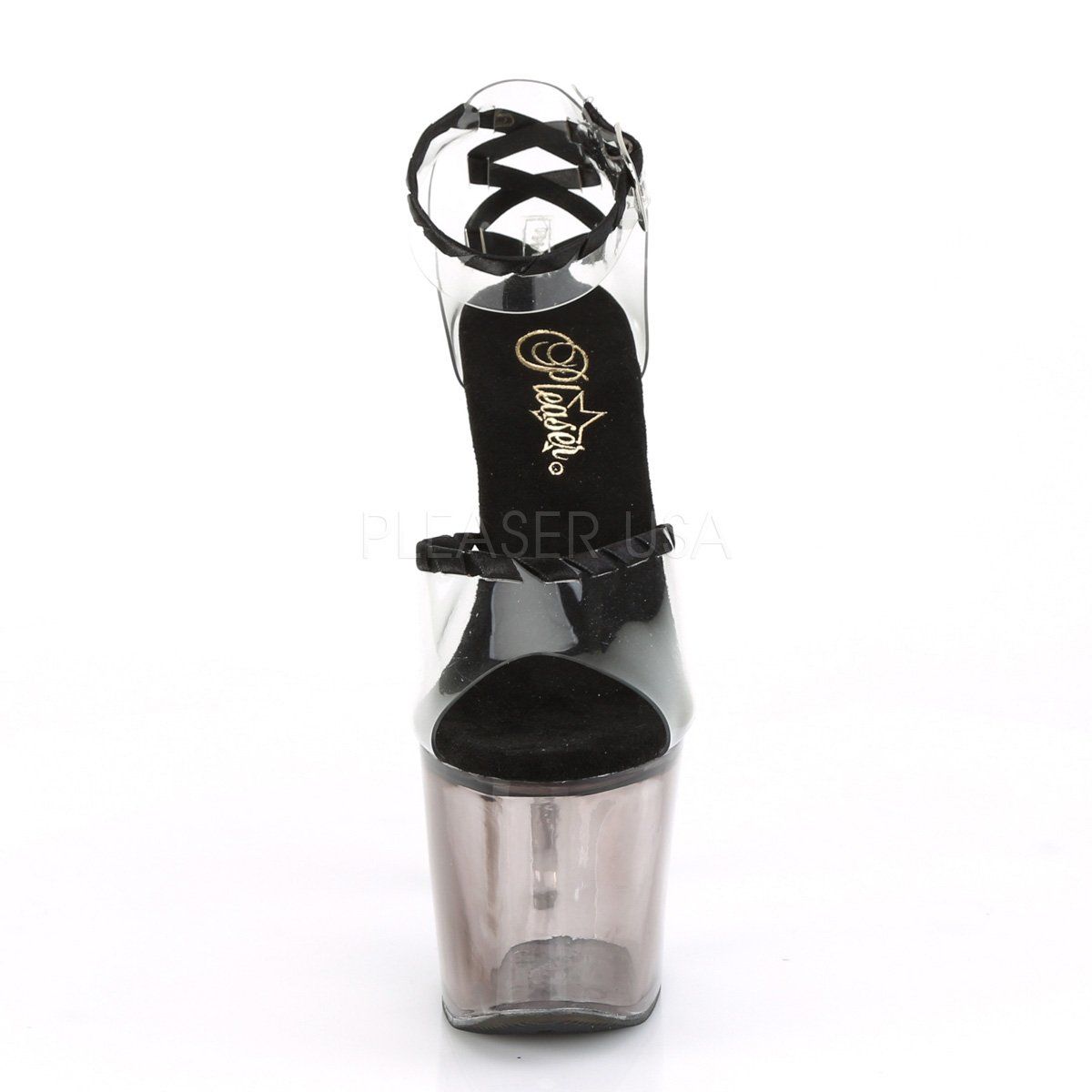 LOVESICK-712T Clear-Black/Faded Black Platform Sandal Pleaser