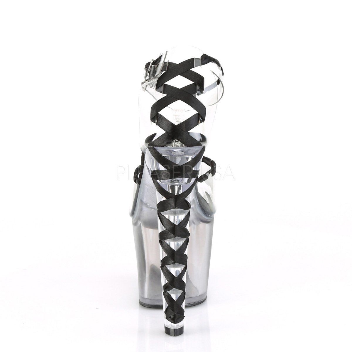 LOVESICK-712T Clear-Black/Faded Black Platform Sandal Pleaser