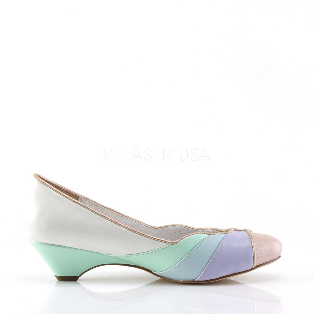 LULU-05 Whit-Mint Multi Faux Leather Pin Up Couture