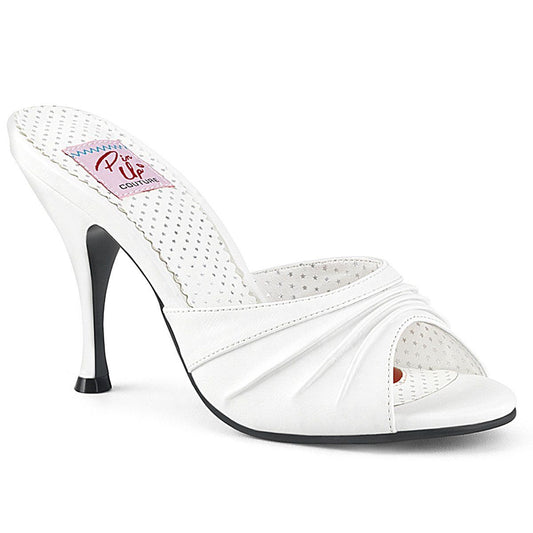 MONROE-01 White Faux Leather Pin Up Couture