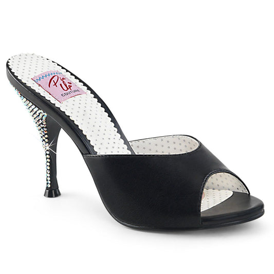 MONROE-05 Black Faux Leather Pin Up Couture