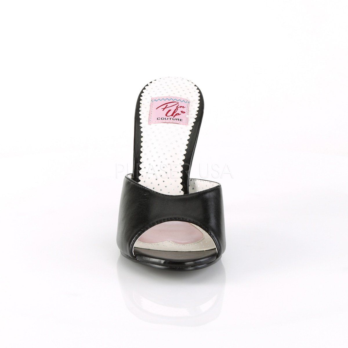 MONROE-05 Black Faux Leather Pin Up Couture