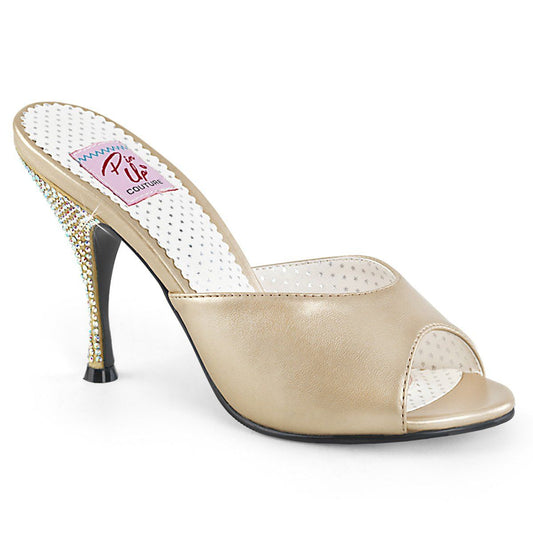 MONROE-05 Champagne Faux Leather Pin Up Couture