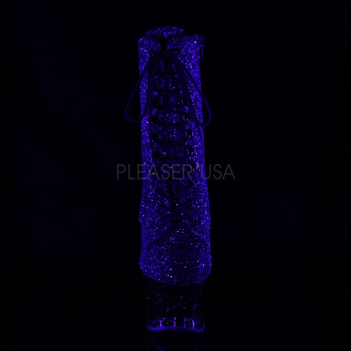 MOON-1020MER Purple-Black Ombre Glitter/Black Ankle Boot Pleaser