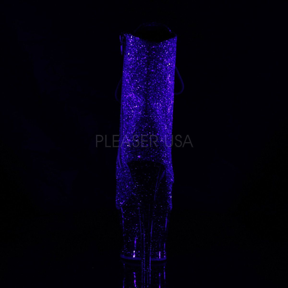 MOON-1020MER Purple-Black Ombre Glitter/Black Ankle Boot Pleaser