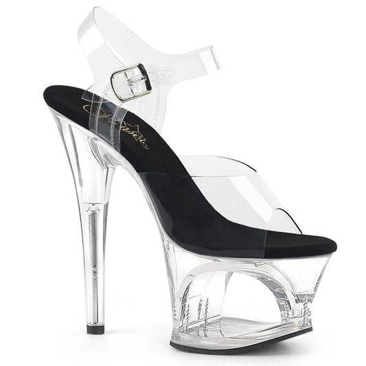 MOON-708 Clear-Black/Clear Platform Sandal Pleaser
