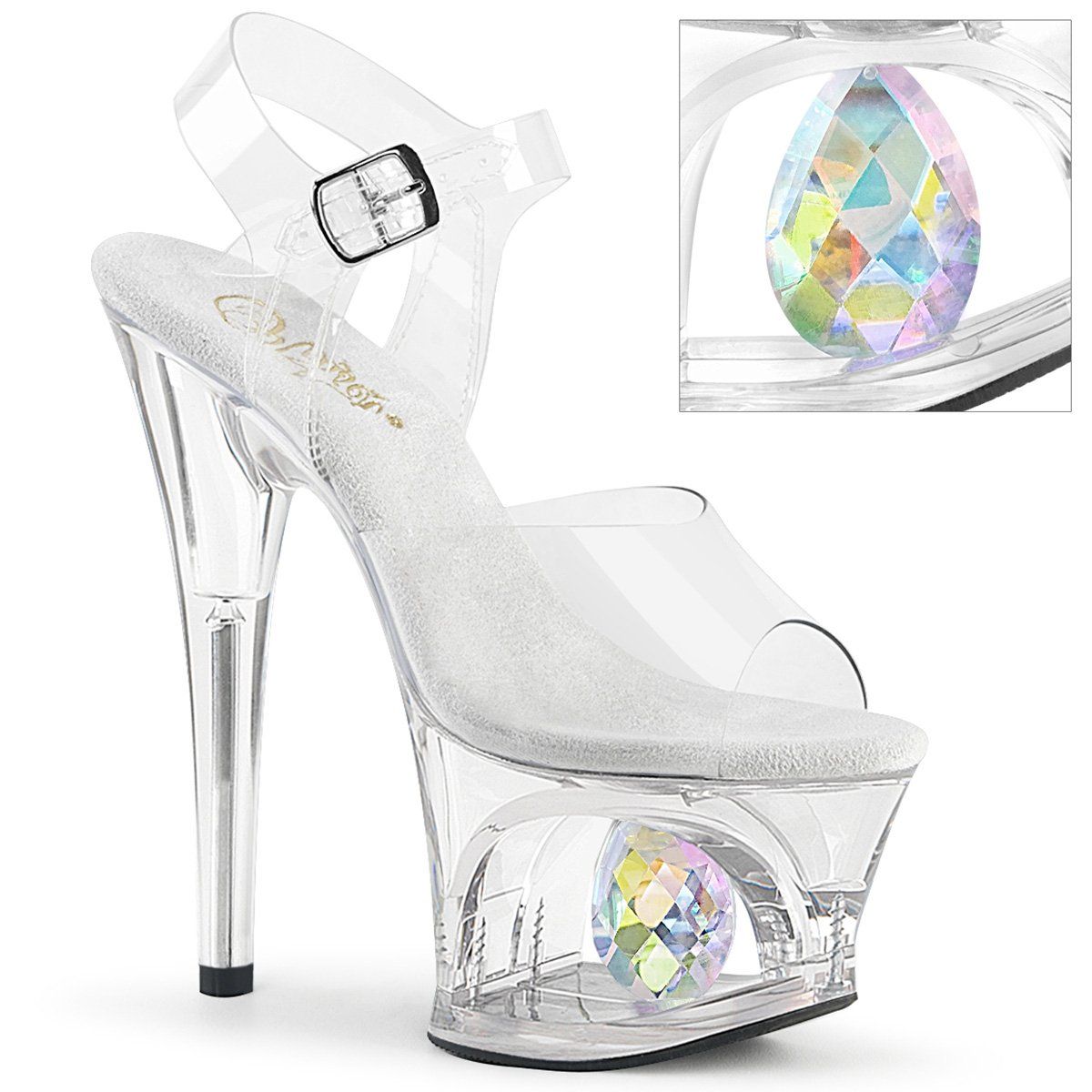 MOON-708DIA Clear Platform Sandal Pleaser