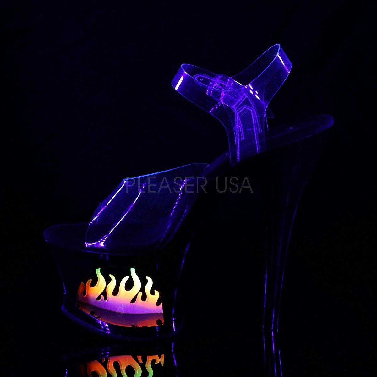 MOON-708FLM Clear/Black-Ombre Platform Sandal Pleaser