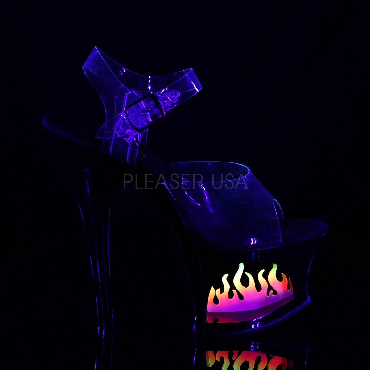 MOON-708FLM Clear/Black-Ombre Platform Sandal Pleaser