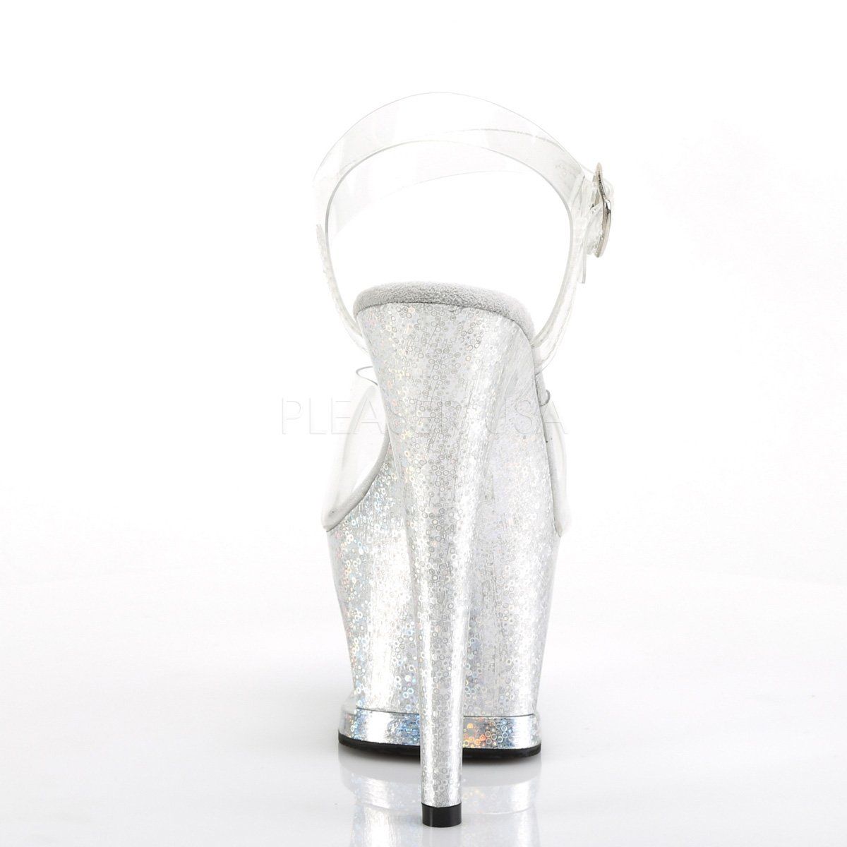 MOON-708HB Clear/Silver Hologram Platform Sandal Pleaser