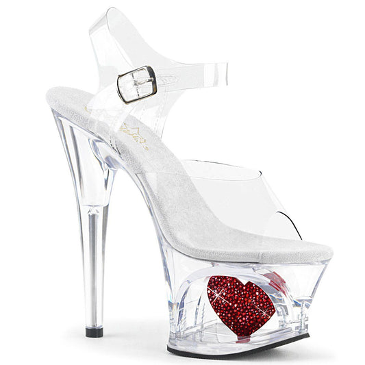 MOON-708HRS Clear-Red Heart Platform Sandal Pleaser