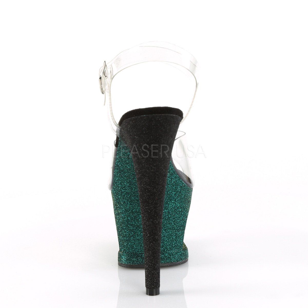 MOON-708OMBRE Clear/Emerald-Black Ombre Platform Sandal Pleaser