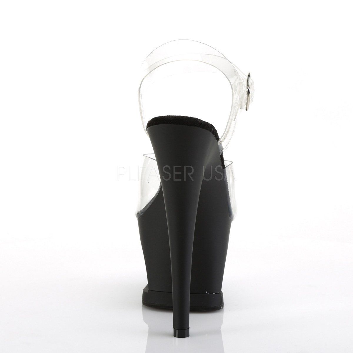 MOON-708SK Clear/Black-Pewter Matte Platform Sandal Pleaser