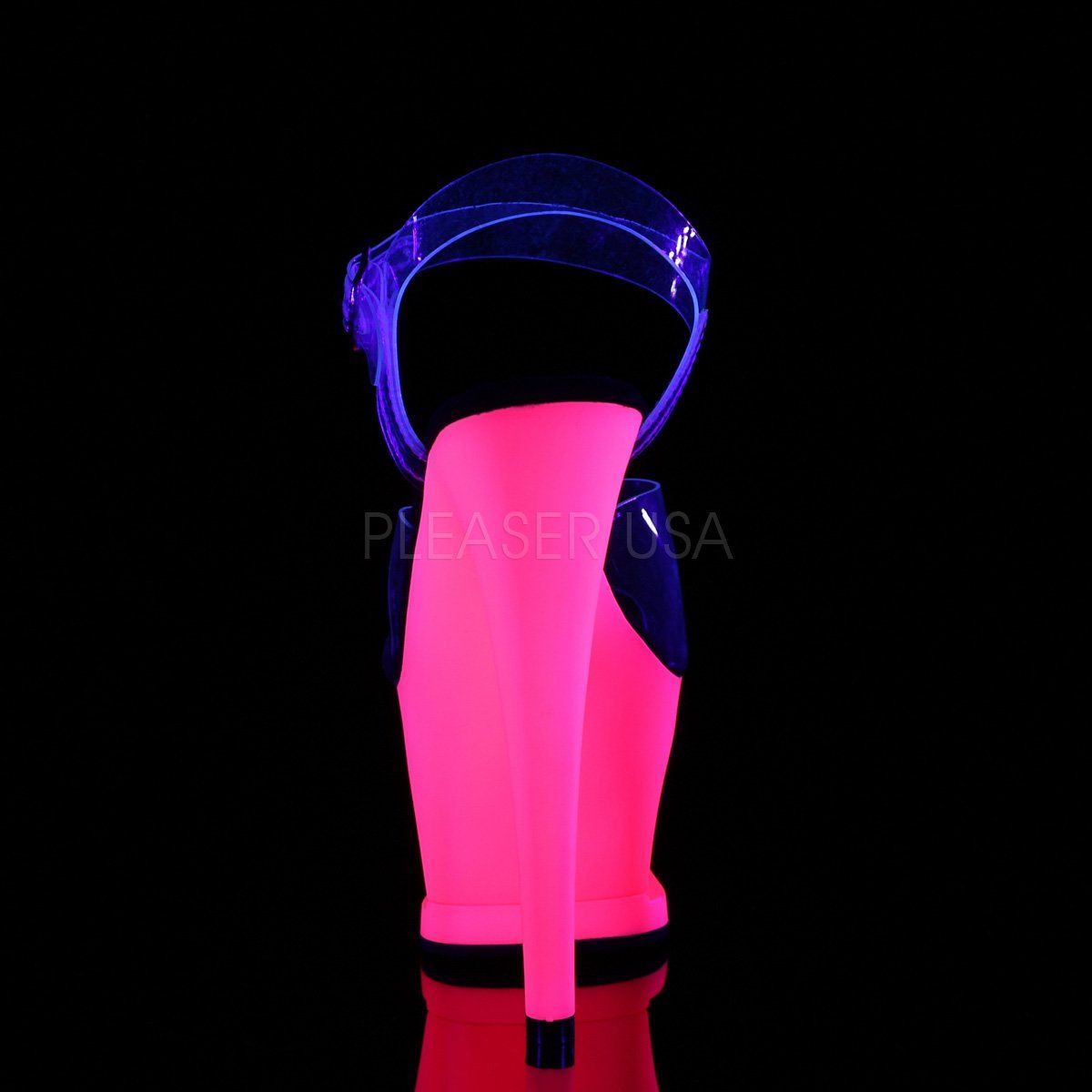 MOON-708UV Clear/Neon Hot Pink Platform Sandal Pleaser
