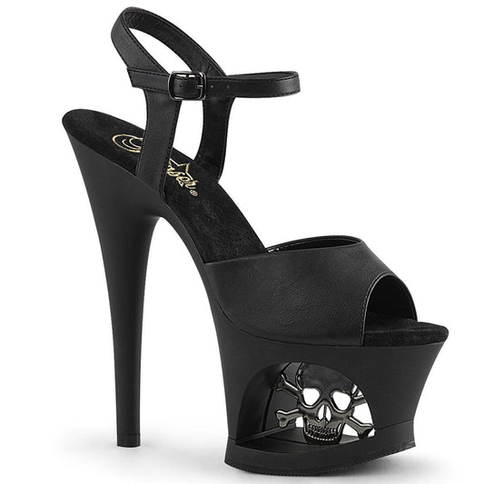 MOON-709SK Black Faux Leather Platform Sandal Pleaser