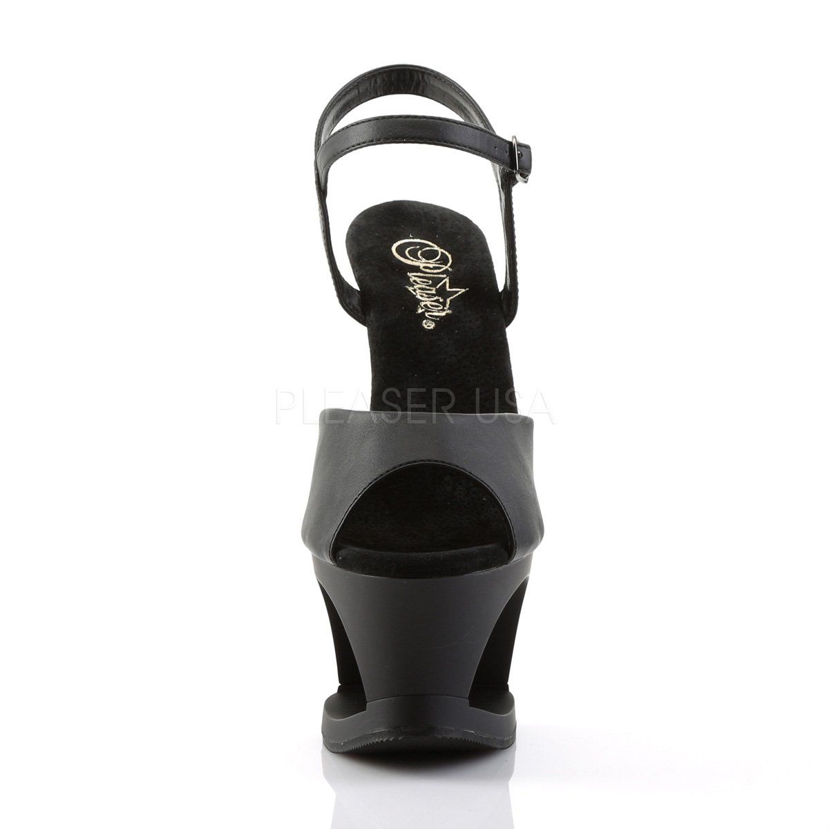 MOON-709SK Black Faux Leather Platform Sandal Pleaser