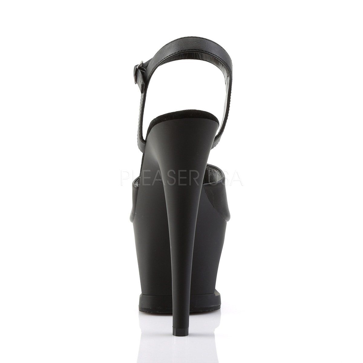 MOON-709SK Black Faux Leather Platform Sandal Pleaser