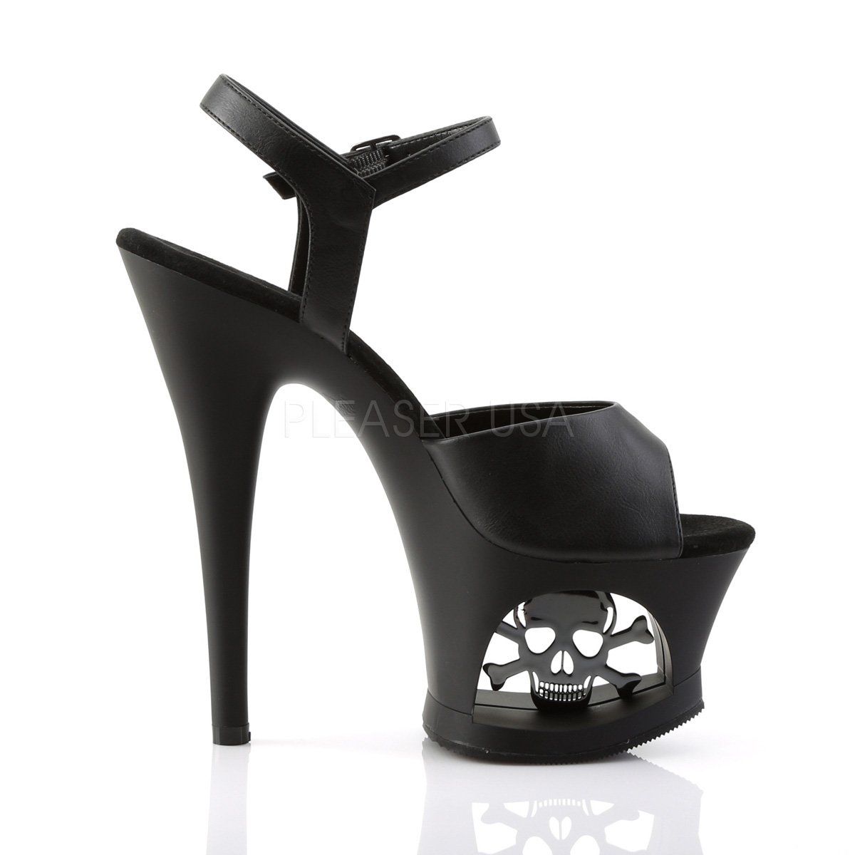 MOON-709SK Black Faux Leather Platform Sandal Pleaser