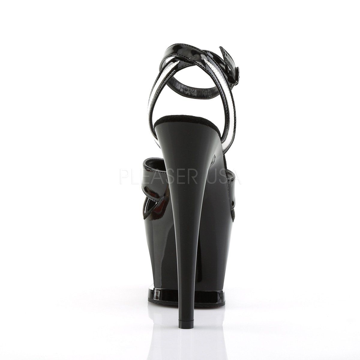 MOON-728 Black-White Patent/Black Platform Sandal Pleaser