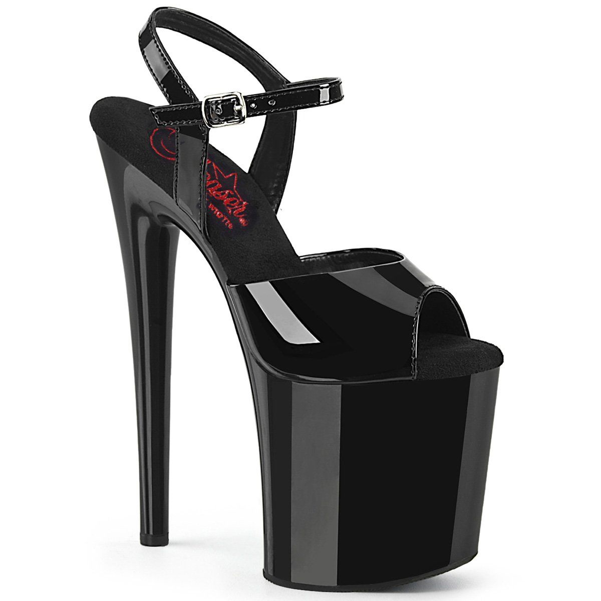 NAUGHTY-809 Black Patent Platform Sandal Pleaser