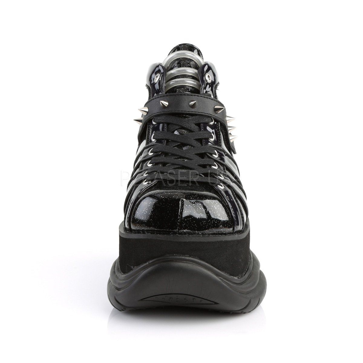 NEPTUNE-100 Black Glitter-Silver Boot Demonia