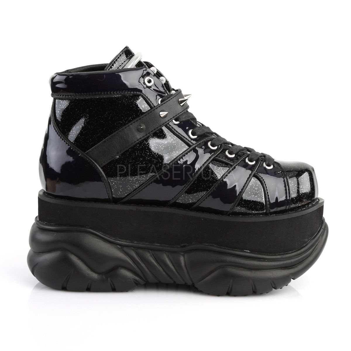 NEPTUNE-100 Black Glitter-Silver Boot Demonia