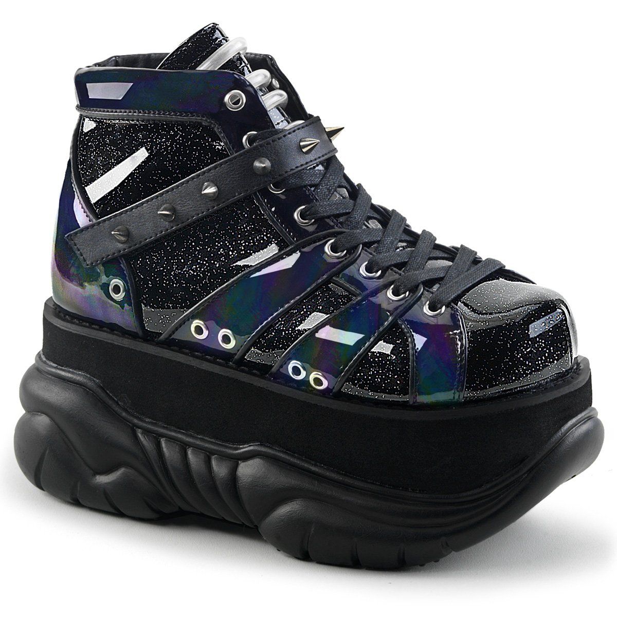 NEPTUNE-100 Black Glitter-Silver Boot Demonia