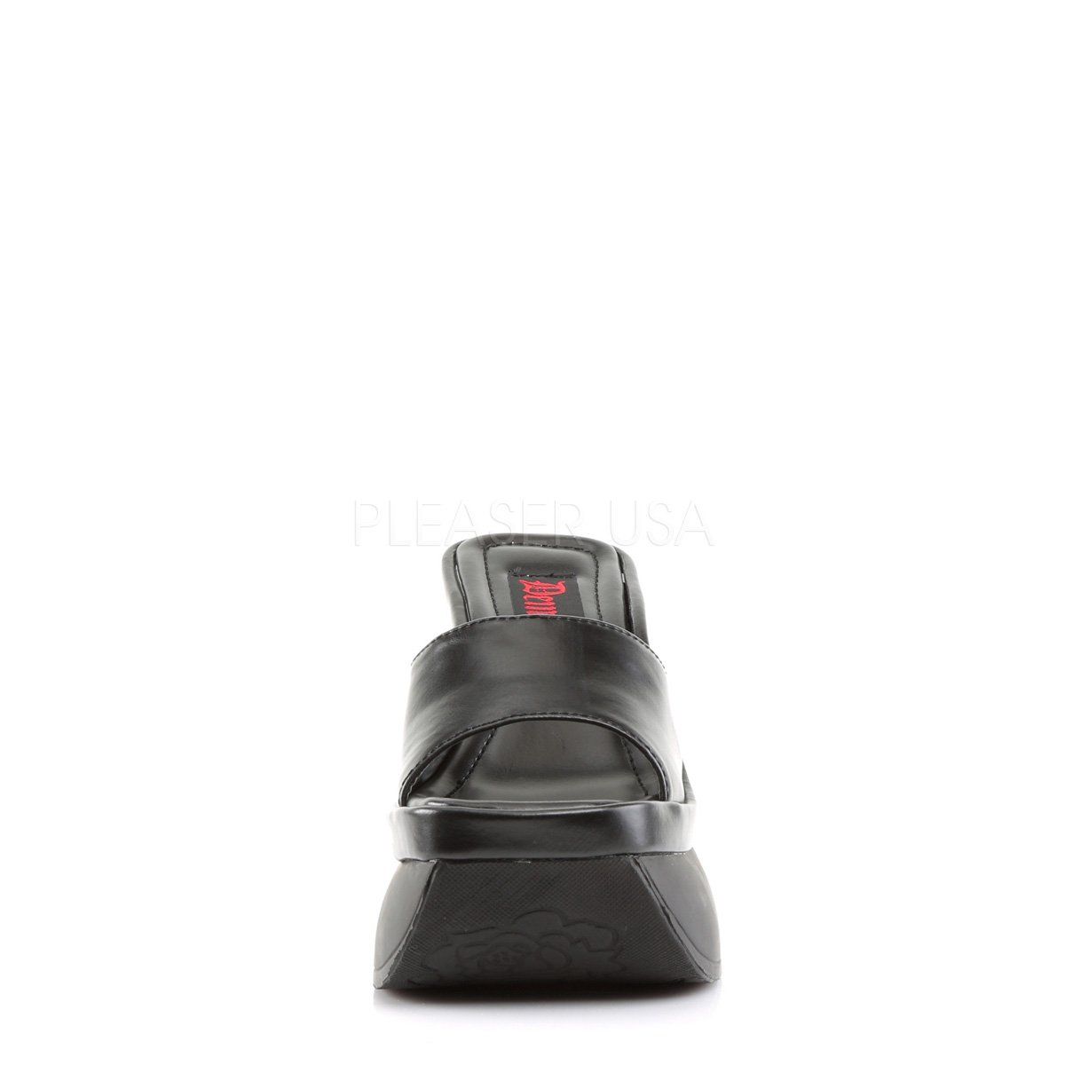 PACE-01 Black Vegan Leather Sandal Demonia