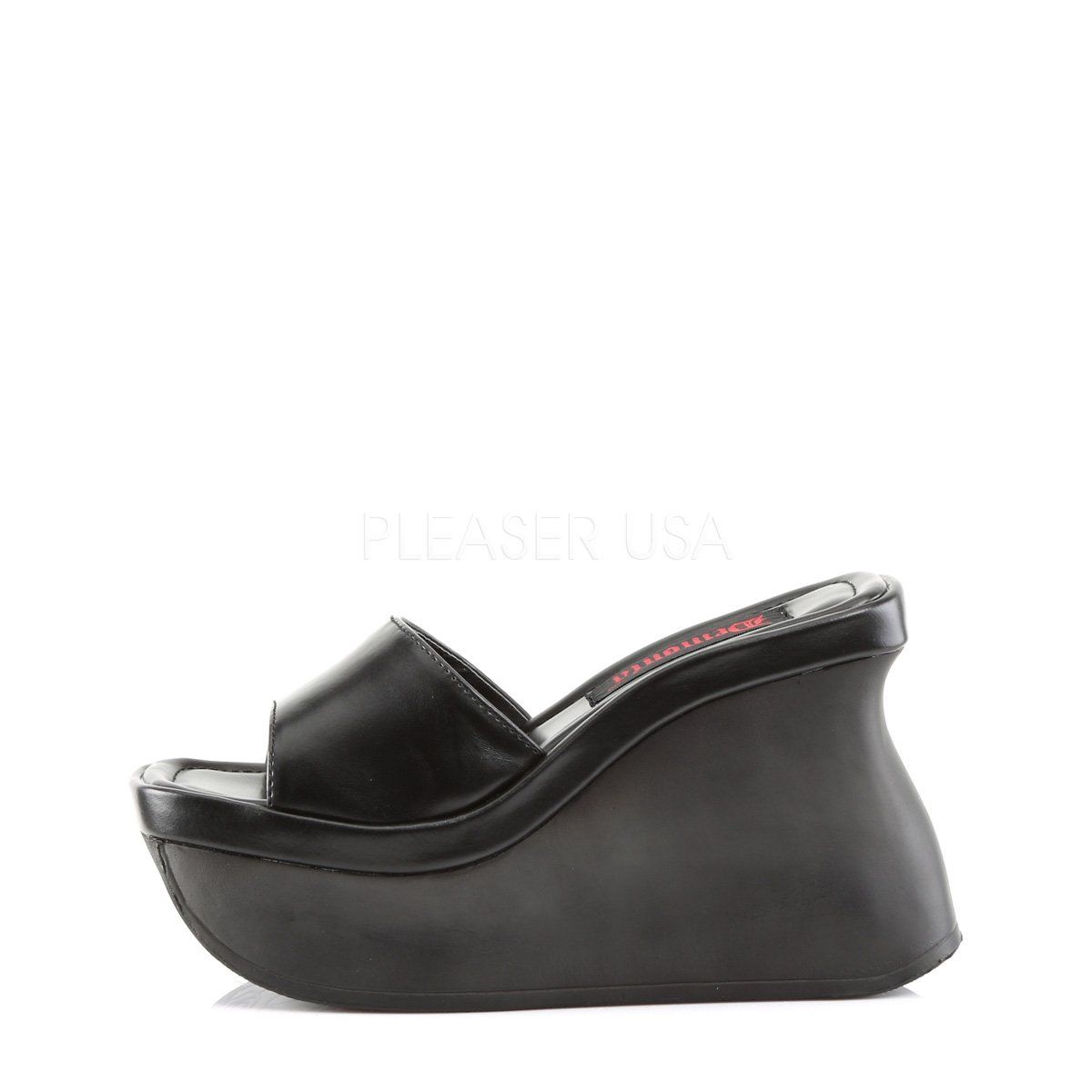 PACE-01 Black Vegan Leather Sandal Demonia