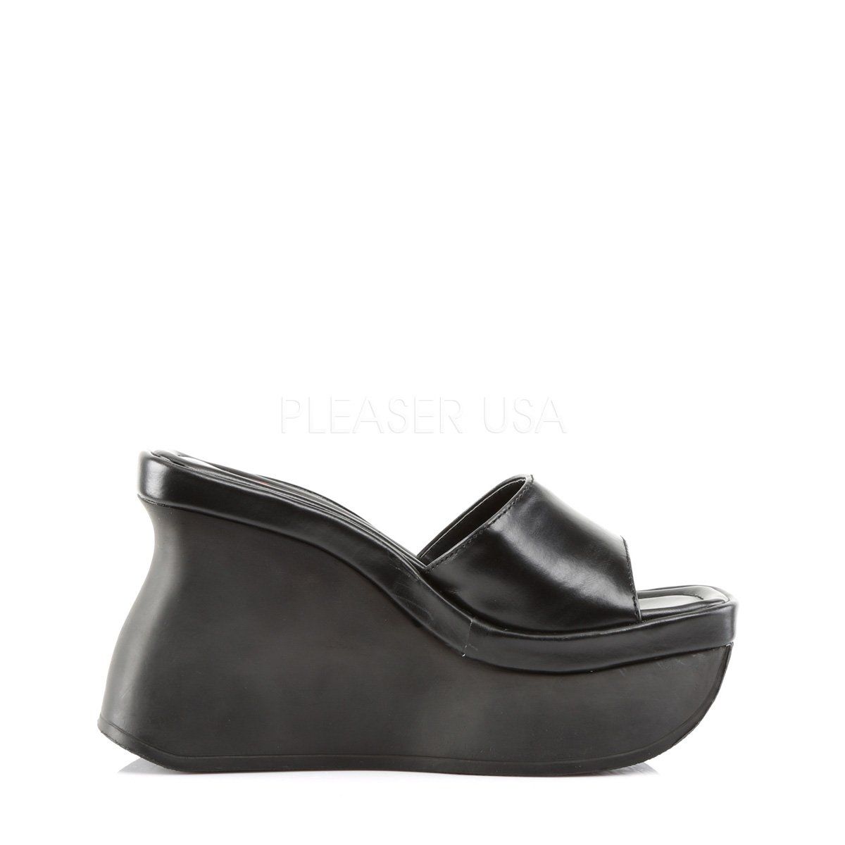 PACE-01 Black Vegan Leather Sandal Demonia