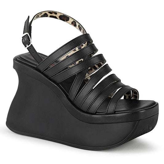 PACE-33 Black Vegan Leather Sandal Demonia
