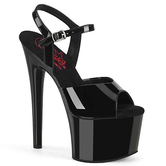 PASSION-709 Black Patent Platform Sandal Pleaser