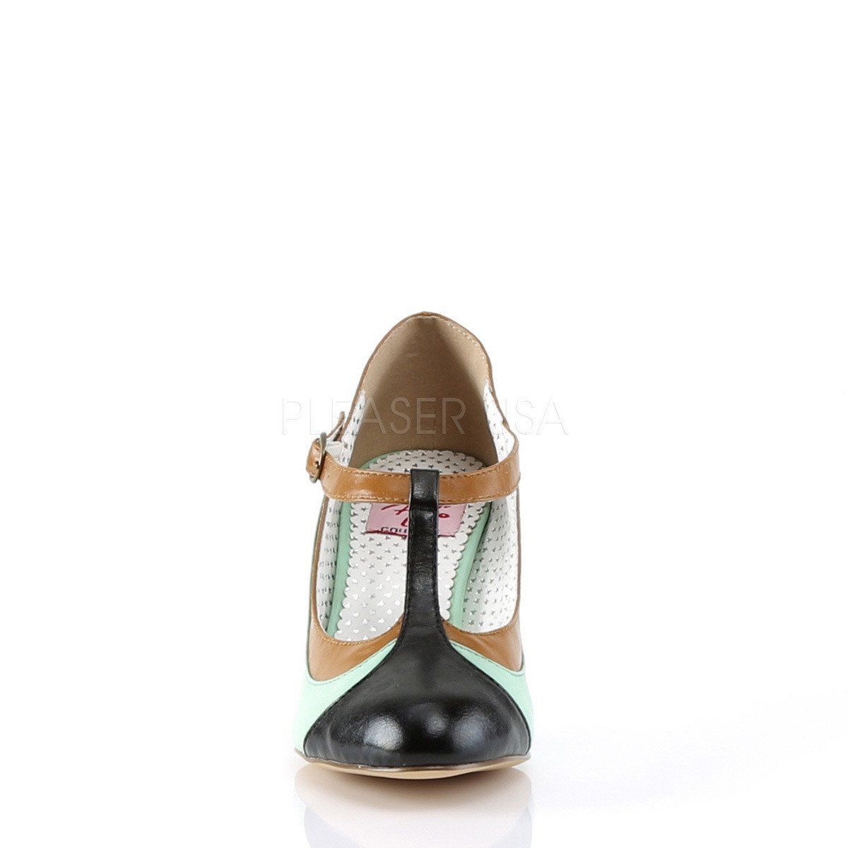 PEACH-03 Mint Multi Faux Leather Pin Up Couture