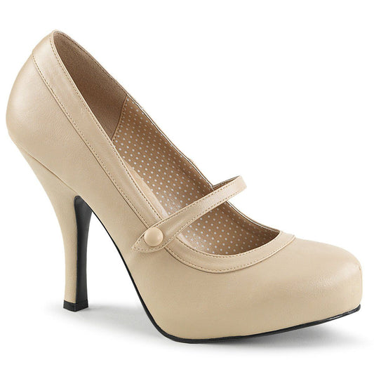 PINUP-01 Cream Faux Leather Pleaser Pink Label