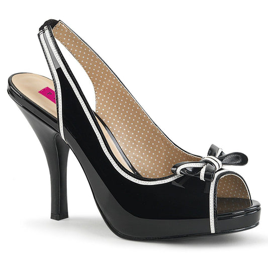 PINUP-10 Black-White Patent Pleaser Pink Label