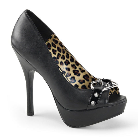 PIXIE-15 Black Vegan Leather-Patent Pump Demonia