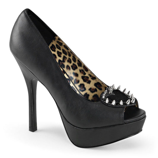 PIXIE-17 Black Vegan Leather -Pony Faux Fur Pump Demonia