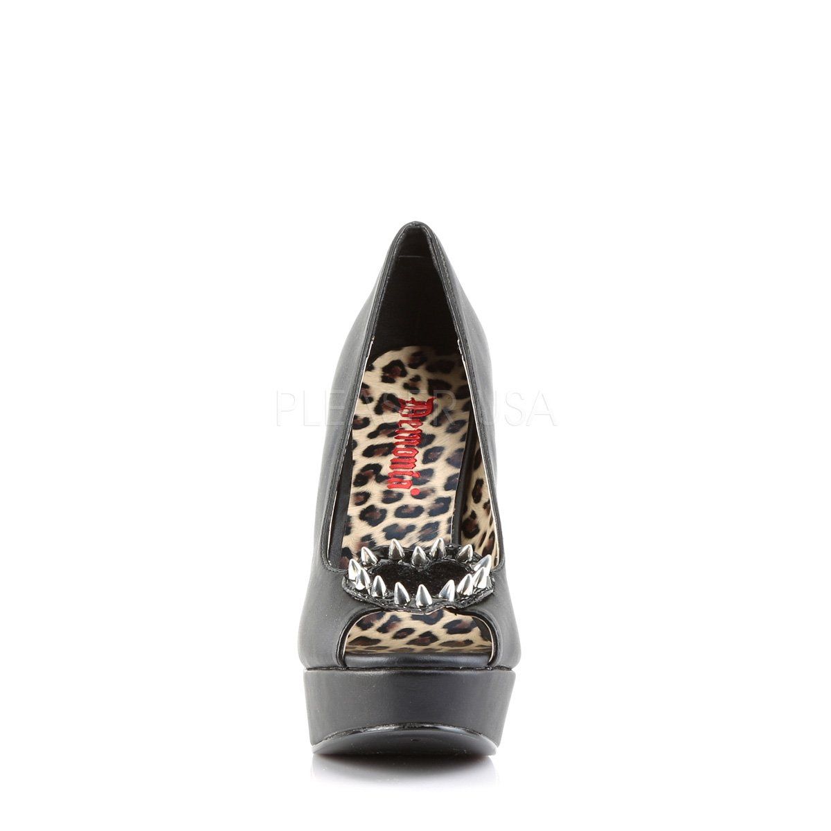 PIXIE-17 Black Vegan Leather -Pony Faux Fur Pump Demonia