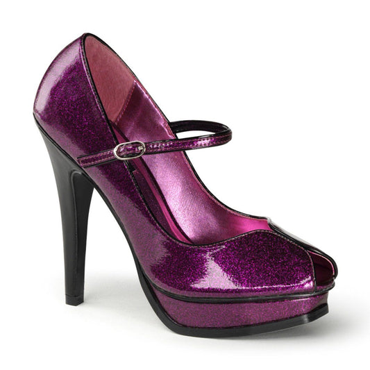 PLEASURE-02G Fuchsia Glitter Patent Pin Up Couture