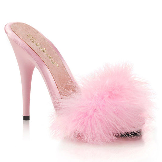 POISE-501F Baby Pink Satin-Marabou Fur/Baby Pink Fabulicious