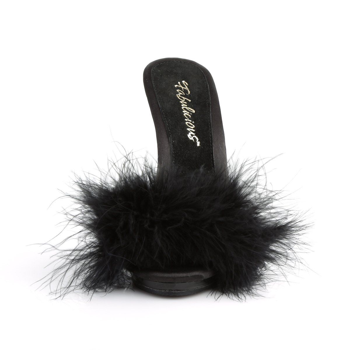 POISE-501F Black Satin-Marabou Fur/Black Fabulicious